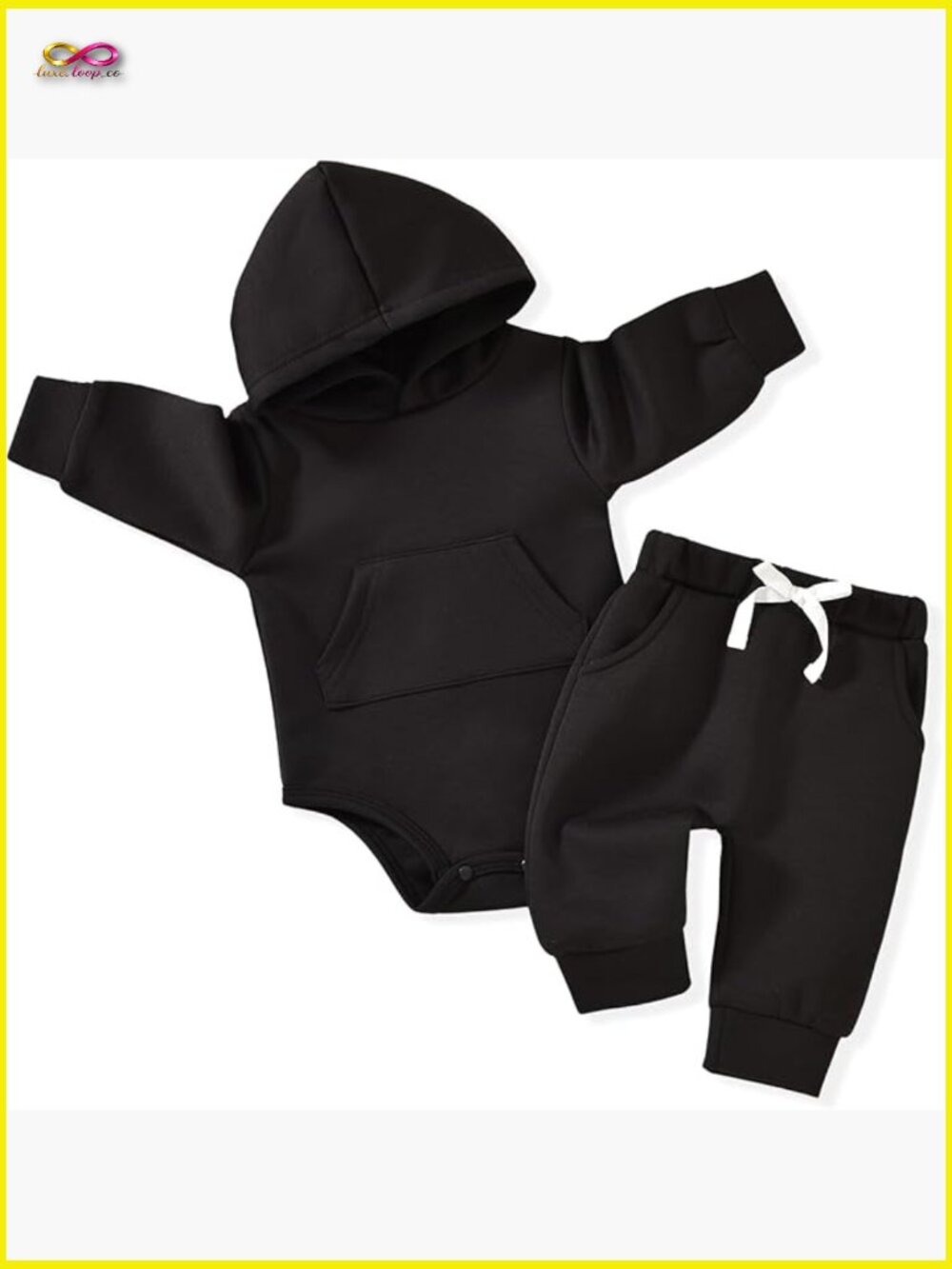 Infant Baby Winter Hoodie Outfit Long Sleeve Pull On Pants Set Soft Cozy Unisex